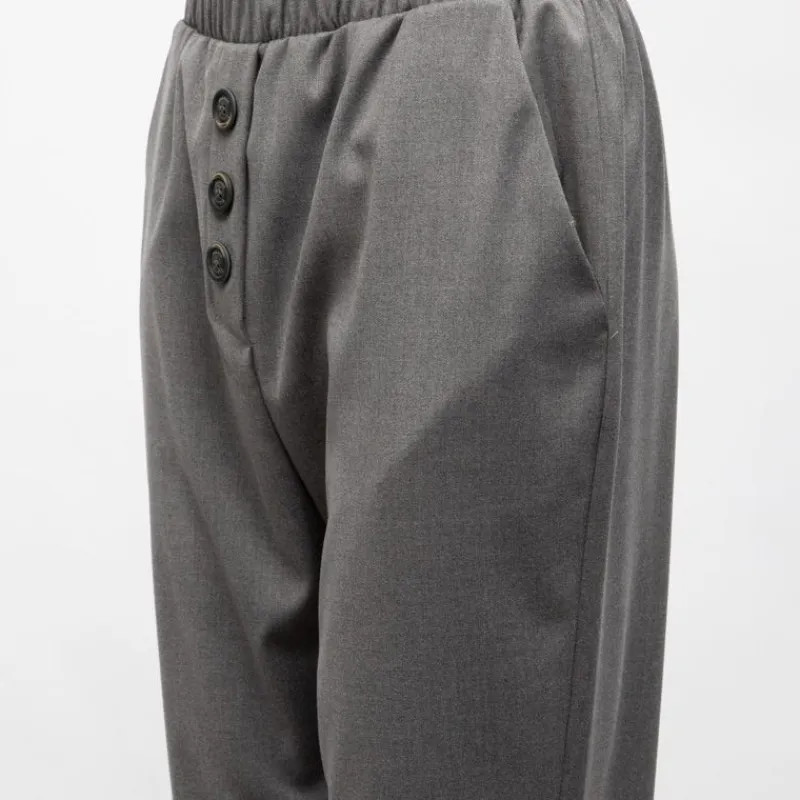 Online Pantalon grigio élastique regular Femme Femme Pantalon