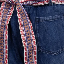 Discount Pantalon jean foncé avec ceinture tissée style ethnique Femme Femme Jean