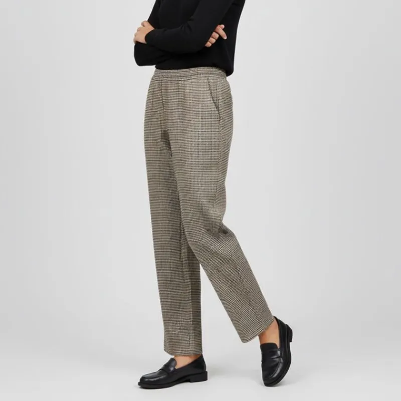 Clearance Pantalon élastique à carreaux Femme Femme Pantalon
