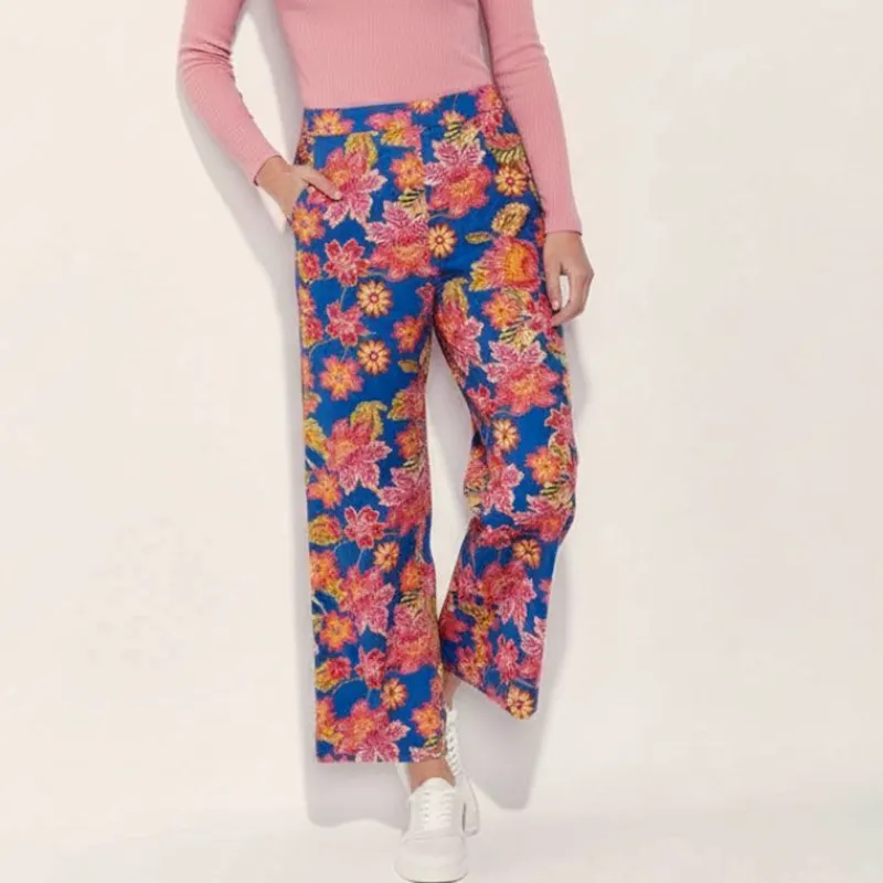New Pantalon élastique pavina à fleurs Femme Femme Pantalon