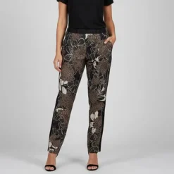 Outlet Pantalon léger à fleurs marrons Femme Femme Pantalon
