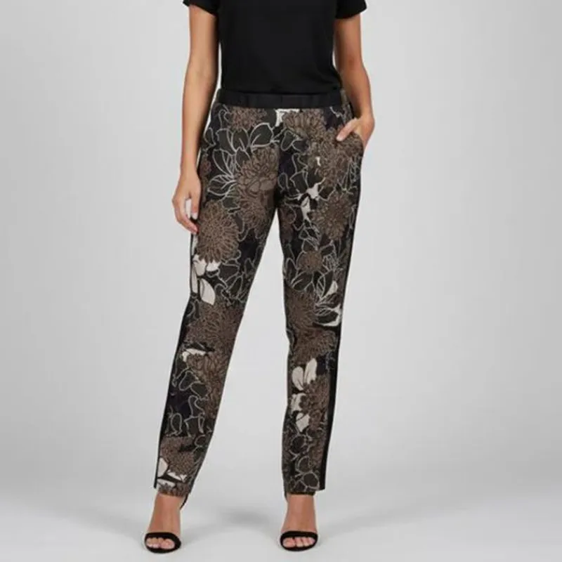Outlet Pantalon léger à fleurs marrons Femme Femme Pantalon