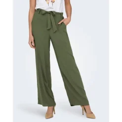 Hot Pantalon palazzo avec ceinture noir Femme Femme Pantalon