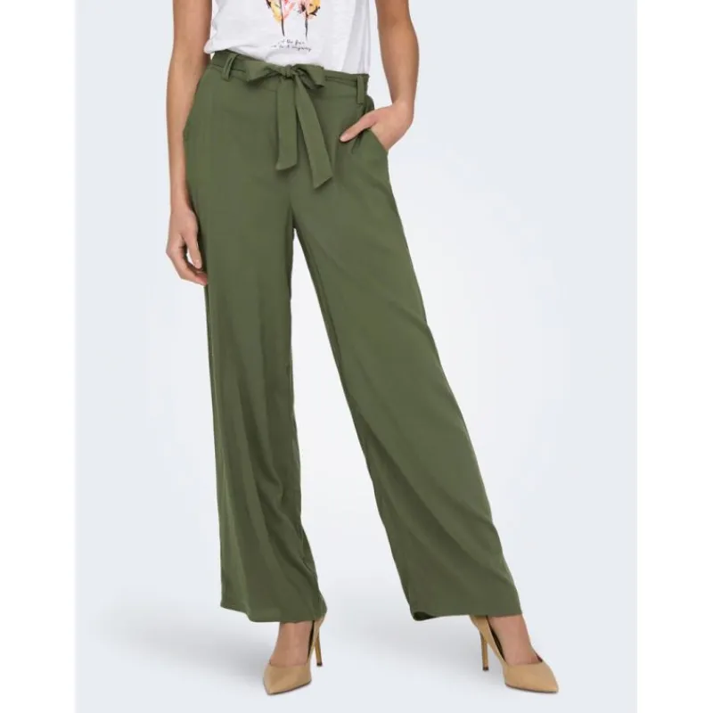 Hot Pantalon palazzo avec ceinture noir Femme Femme Pantalon
