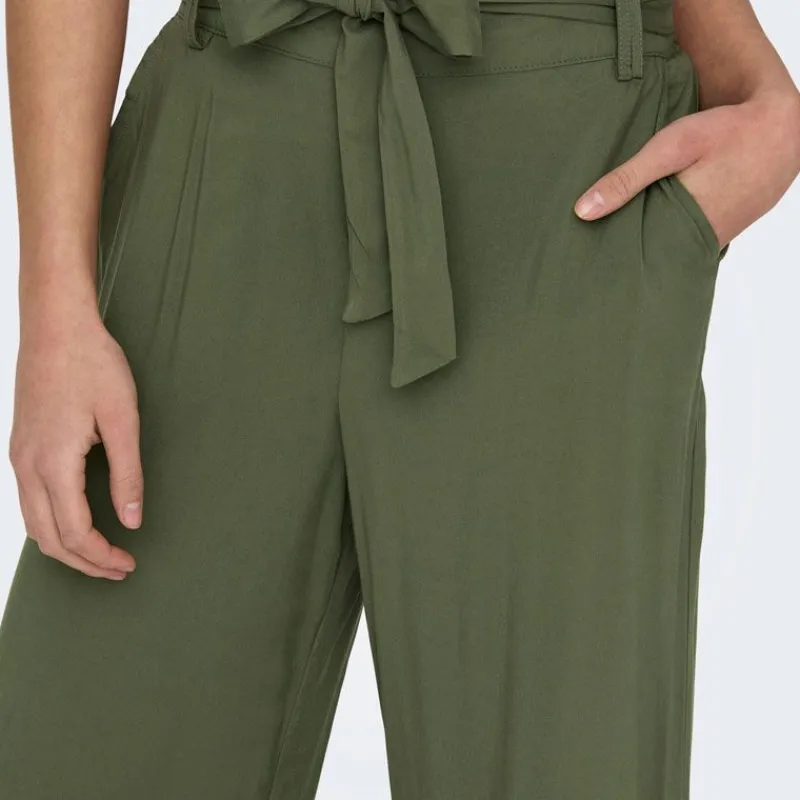 Hot Pantalon palazzo avec ceinture noir Femme Femme Pantalon