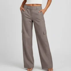 Clearance Pantalon style cargo à carreaux Femme Femme Pantalon