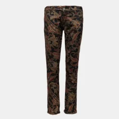 Pantalon taille basse velours imprimé motif cachemire Femme Femme Pantalon