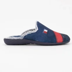 Hot Pantoufle linea couleur jean intérieur moutonné avec drapeau Homme Homme Chaussons