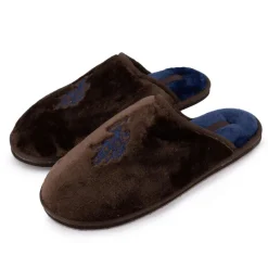 Hot Pantoufles en fausse fourrure avec grand logo brodé Homme Homme Chaussons