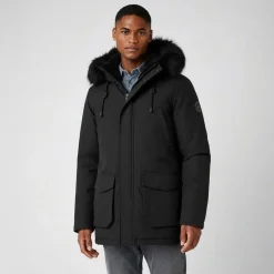 Clearance Parka lisse zippée avec capuche fourrée e mario Homme Homme Veste, Doudoune, Manteau
