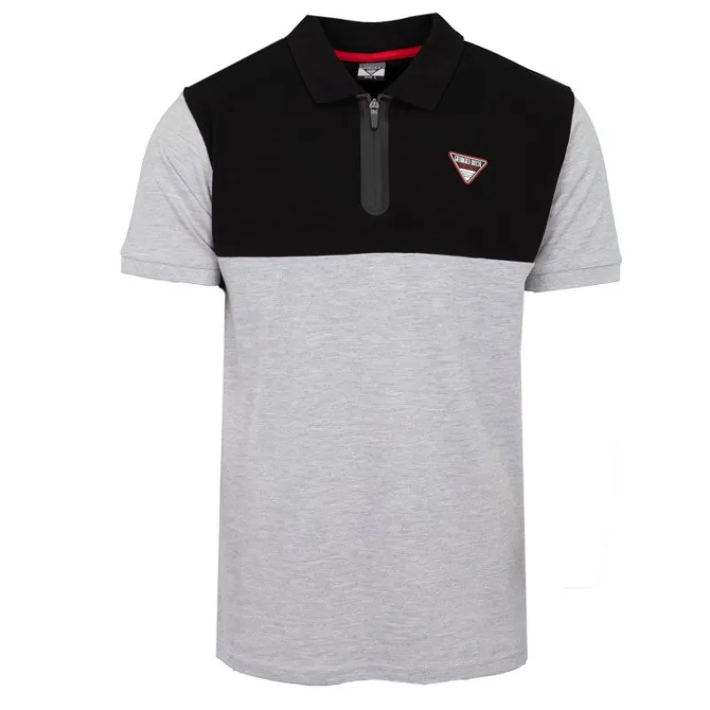 Best Polo color block col zippé avec logo écusson Homme Homme Polo