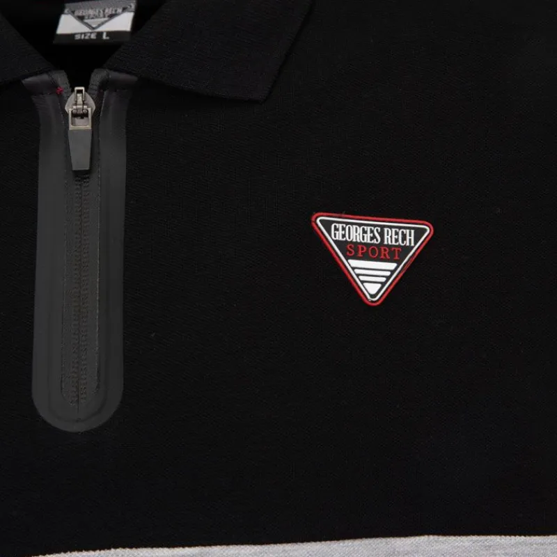 Best Polo color block col zippé avec logo écusson Homme Homme Polo