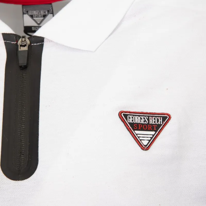 Discount Polo color block col zippé avec logo écusson Homme Homme Polo