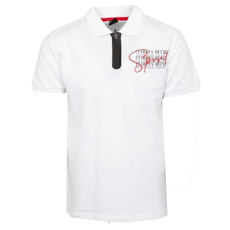 Polo coton col zippé imprimé Sport manuscrit Homme Homme Polo