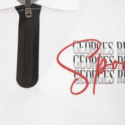 Polo coton col zippé imprimé Sport manuscrit Homme Homme Polo