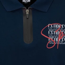 Best Polo coton col zippé imprimé Sport manuscrit Homme Homme Polo