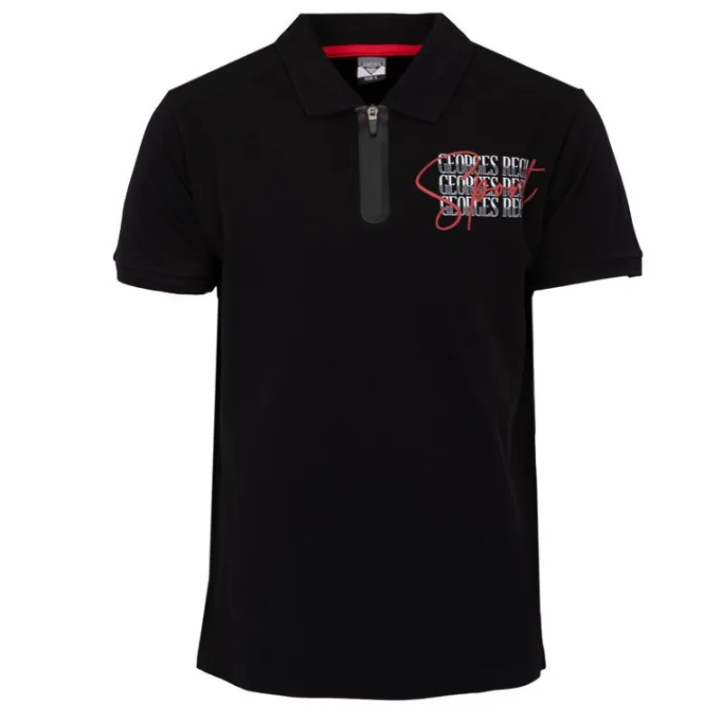 Hot Polo coton col zippé imprimé Sport manuscrit Homme Homme Polo