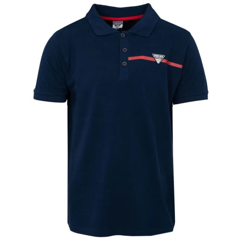 Best Polo coton uni tissu chiné avec bande colorée logo écusson Homme Homme Polo