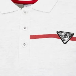 Discount Polo coton uni tissu chiné avec bande colorée logo écusson Homme Homme Polo