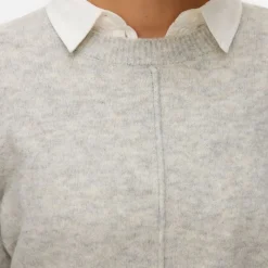 Best Pull besti col rond regular avec détail couture Femme Femme Pull, Gilet, Sweat