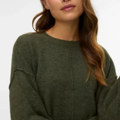 Hot Pull besti col rond regular avec détail couture Femme Femme Pull, Gilet, Sweat