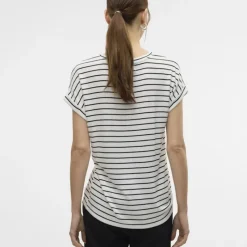 Online Pull Brianna à rayures en maille fine col rond Femme Femme Tee Shirt|Haut, Chemise