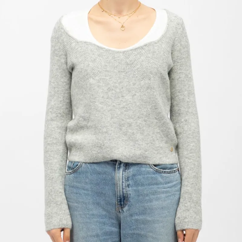 Online Pull col bateau chiné mila Femme Femme Pull, Gilet, Sweat
