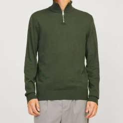 Online Pull col haut zippé tissu crocheté souple coton Homme Homme Pull, Gilet, Sweat