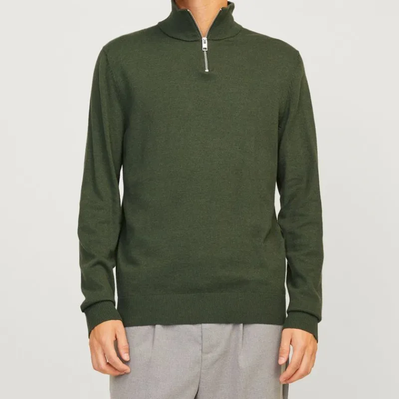 Online Pull col haut zippé tissu crocheté souple coton Homme Homme Pull, Gilet, Sweat