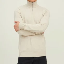 Clearance Pull col haut zippé tissu crocheté souple coton Homme Homme Pull, Gilet, Sweat