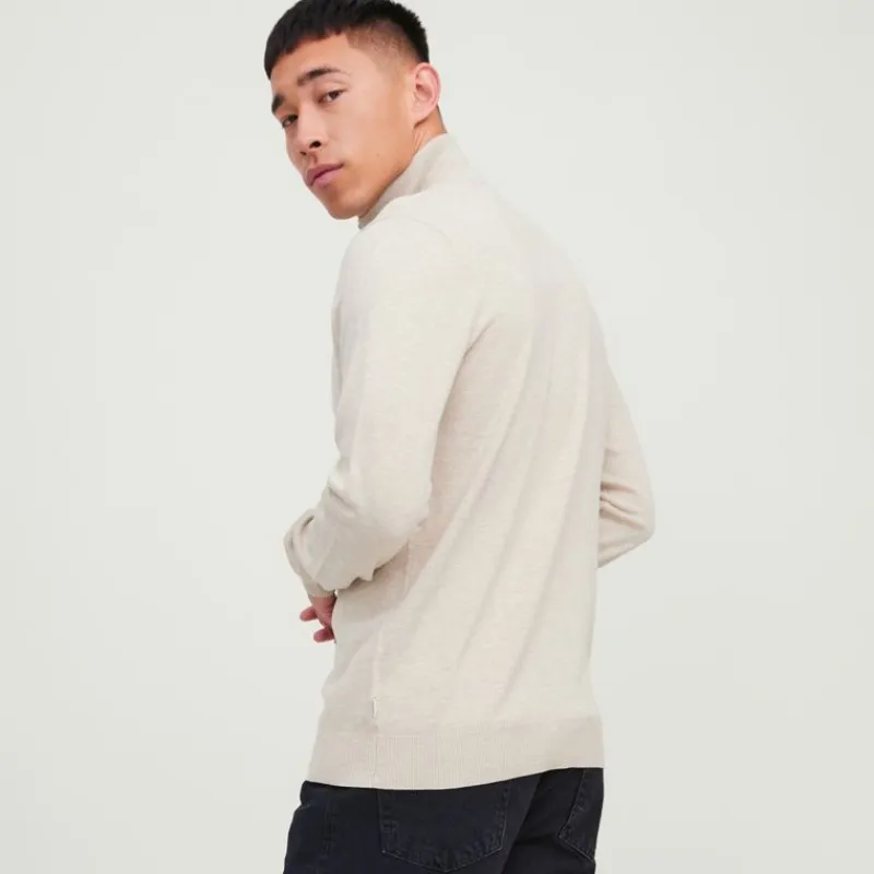 Clearance Pull col haut zippé tissu crocheté souple coton Homme Homme Pull, Gilet, Sweat