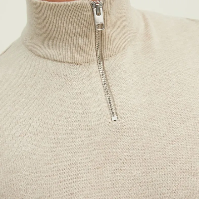 Clearance Pull col haut zippé tissu crocheté souple coton Homme Homme Pull, Gilet, Sweat