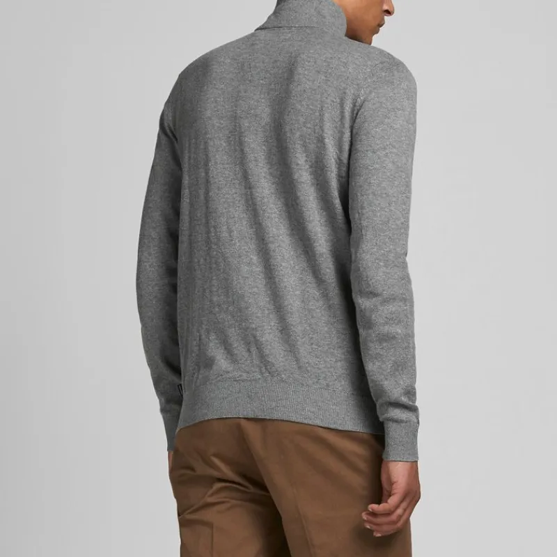 New Pull col haut zippé tissu crocheté souple coton Homme Homme Pull, Gilet, Sweat