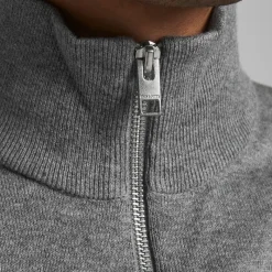 New Pull col haut zippé tissu crocheté souple coton Homme Homme Pull, Gilet, Sweat