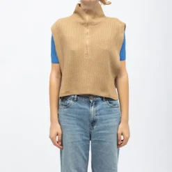 New Pull col montant maeva sans manches avec zip Femme Femme Pull, Gilet, Sweat