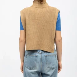 New Pull col montant maeva sans manches avec zip Femme Femme Pull, Gilet, Sweat