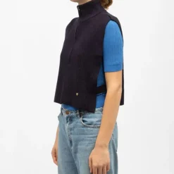 Best Pull col montant maeva sans manches avec zip Femme Femme Pull, Gilet, Sweat