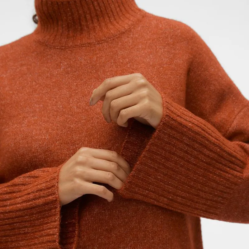 Hot Pull col montant manches évasées Femme Femme Pull, Gilet, Sweat