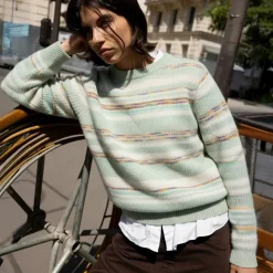 Best Pull col rond leo doux à rayures Femme Femme Pull, Gilet, Sweat