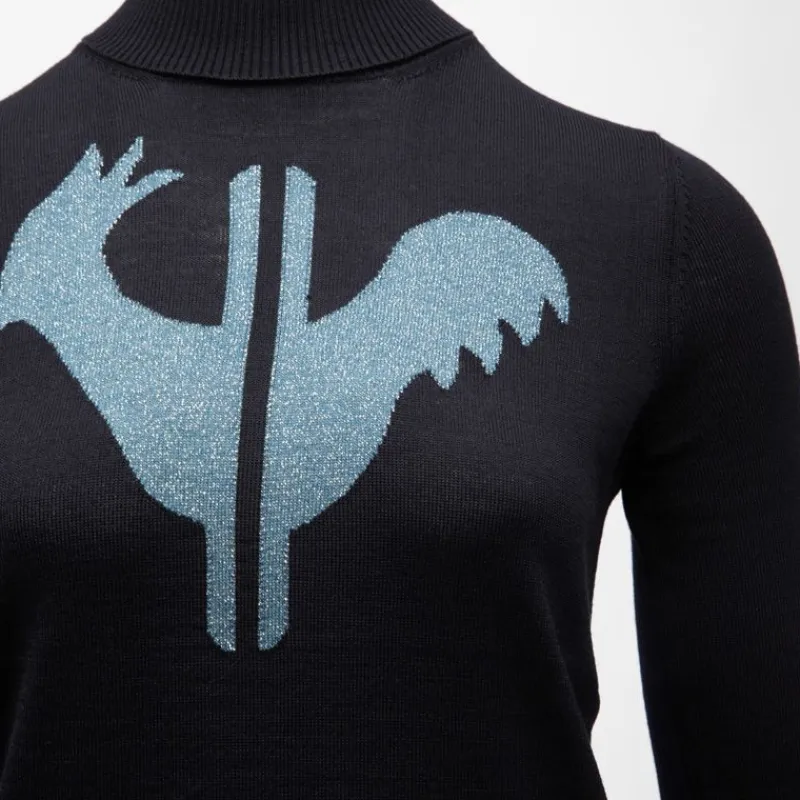 New Pull col roulé avec grand logo fils métalisés Femme Femme Pull, Gilet, Sweat