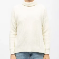 Best Pull col roulé écru marthy asymétrique Femme Femme Pull, Gilet, Sweat