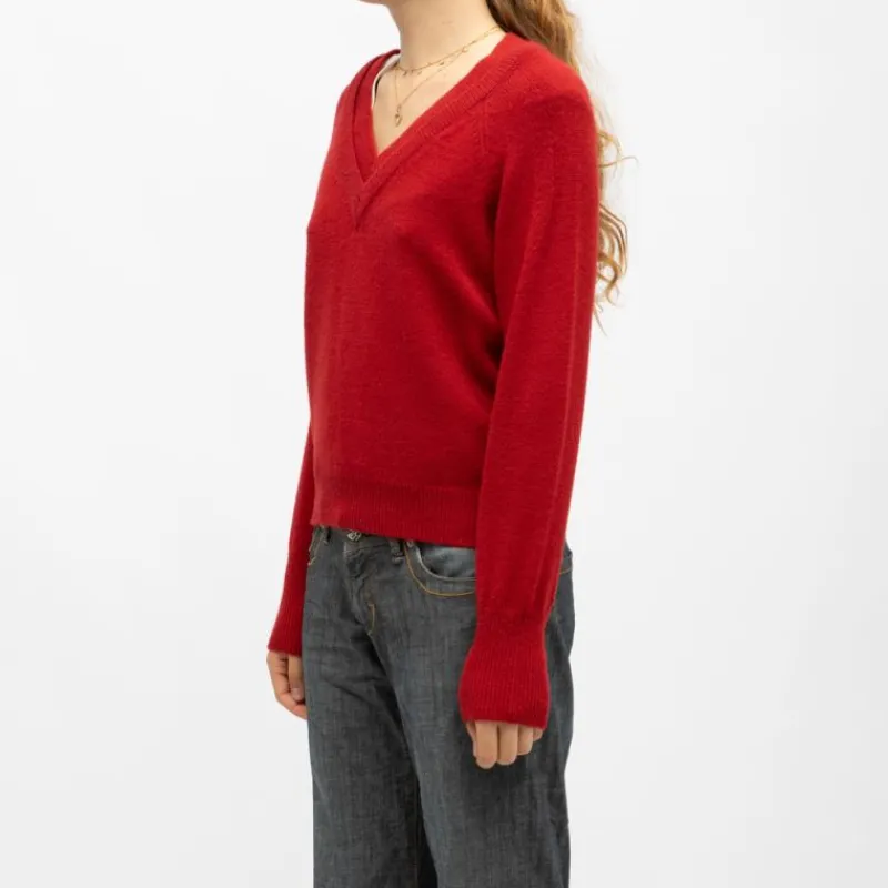 Best Pull col v berilde maille fine old red Femme Femme Pull, Gilet, Sweat