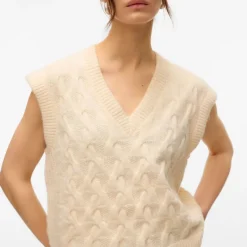 Online Pull col v maille torsadée vmpiper Femme Femme Pull, Gilet, Sweat