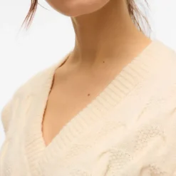 Online Pull col v maille torsadée vmpiper Femme Femme Pull, Gilet, Sweat