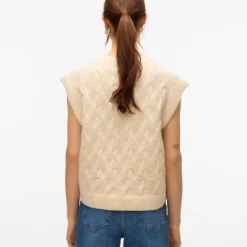 Online Pull col v maille torsadée vmpiper Femme Femme Pull, Gilet, Sweat