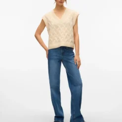 Online Pull col v maille torsadée vmpiper Femme Femme Pull, Gilet, Sweat