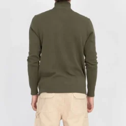 Discount Pull col zippé coton ajusté Homme Homme Pull, Gilet, Sweat