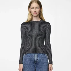 Discount Pull Crista lurex brillant ajusté Femme Femme Pull, Gilet, Sweat