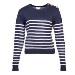 Clearance Pull femme raye bouton epaule rakel Femme Femme Pull, Gilet, Sweat