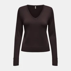 Online Pull fin col V manches longues boutons Minna Femme Femme Pull, Gilet, Sweat